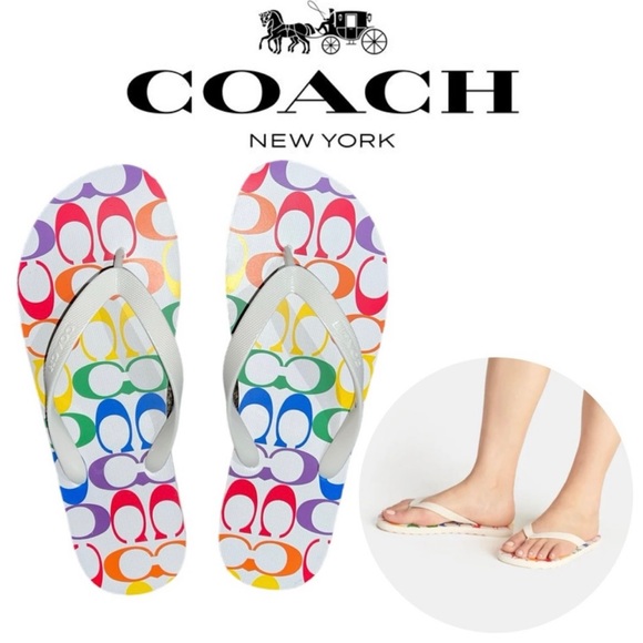 🌈Coach NWOT Rainbow Flip Flops - Picture 8 of 8